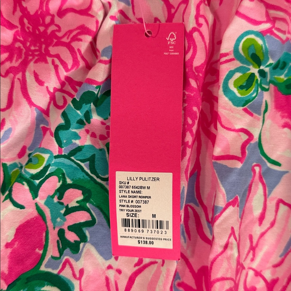 NWT Lilly Pulitzer Lana Skort Romper in Pink Blossom Try Your Zest Size M - Picture 2 of 5